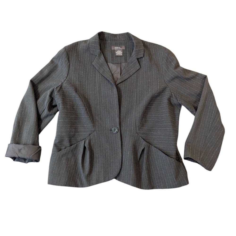 George ME Designs by Mark Eisen Grey Pinstripe Blazer Jacket Womens 18 GME58164‎